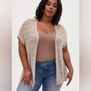Torrid Pointelle Kimono Cardigan Open Front Sweater - Rayon